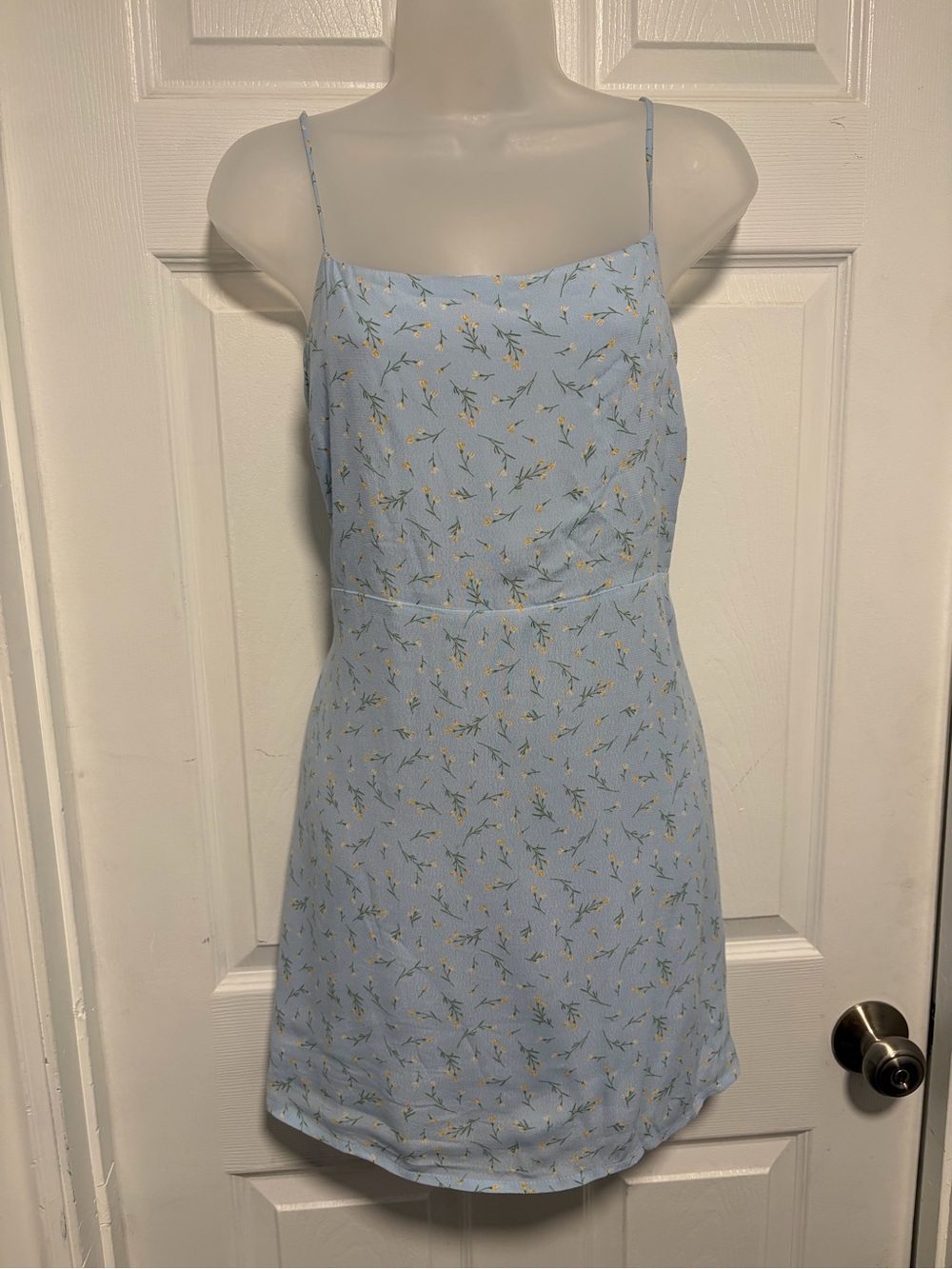 Sophie Rue Light Blue Mini Dress with Yellow Floral Print
